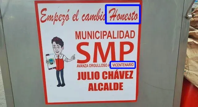 Viralizan sticker de la municipalidad de SMP alusivos al Bicentenario con errores ortográficos