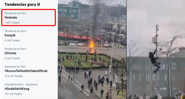 Usuarios publican videos en redes de los disturbios en Holanda.