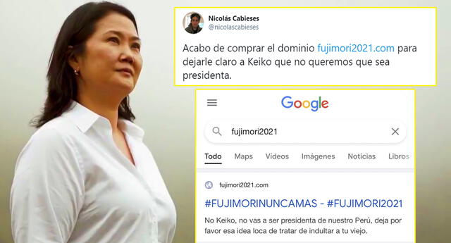 Joven compra el dominio 'Fujimori 2021' y se vuelve viral en redes.
