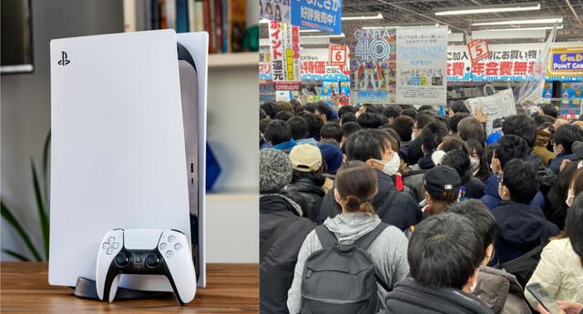 Pese a que es reconocida por ser una audiencia ordenada y tranquila, compradores japoneses abarrotaron una tienda de Akihabara para adquirir la codiciada PS5./Fuente: Hipertextual/Twitter.