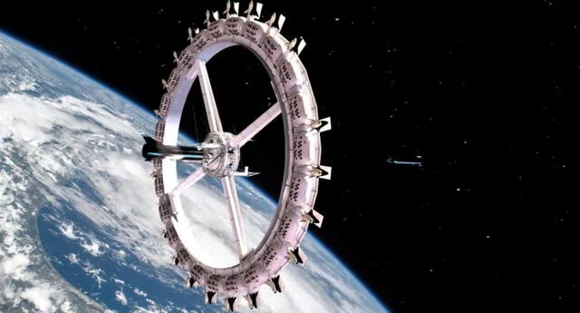 Voyager Station será una lujosa y gigantésca estación espacial convertida en hotel para los huéspedes que quieran -y puedan- costear una de sus habitaciones./Fuente: Orbital Assembly Corporation.