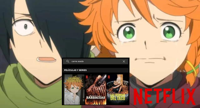 Fans de The Promised Neverland descubren que si pones “carne asada” en Netflix, irónicamente aparece el anime