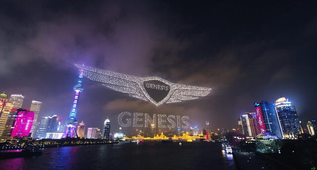 Hyundai ha sorprendido con su espectáculo de luces en Shanghái para promocionar la llegada de Génesis a China./Fuente: Hyundai.