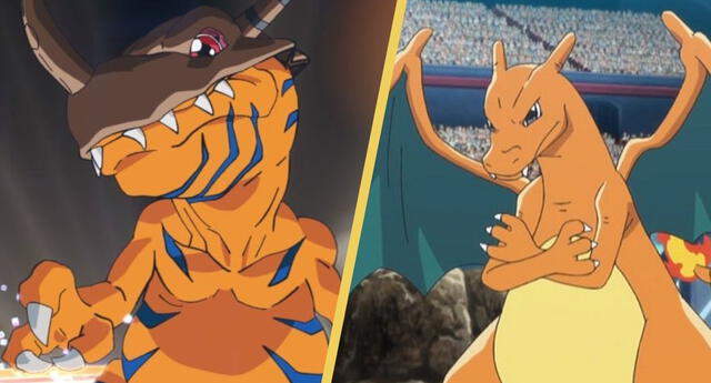 Pokémon y Digimon fusionados en un crossover de Charizard y Greymon