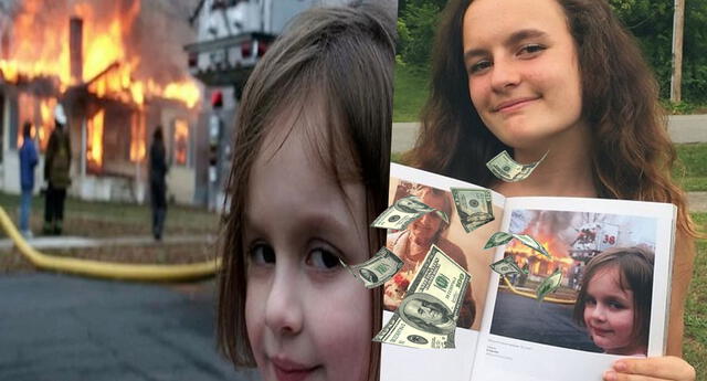 Joven vende su foto original del meme de la niña y el incendio por medio millón de dólares
