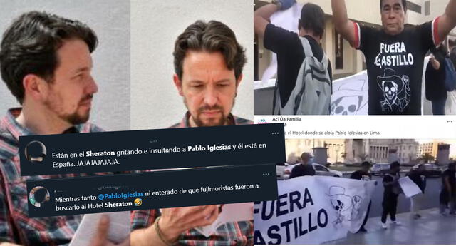 Protestan contra Pablo Iglesias frente al hotel Sheraton, pero él nunca estuvo en Perú