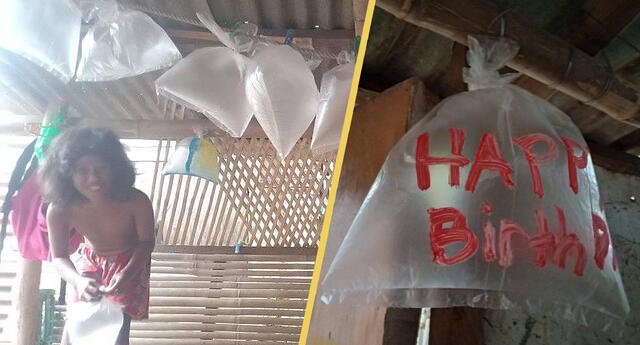Niños de escasos recursos conmueven al usar bolsas de plástico como globos de cumpleaños para su papá