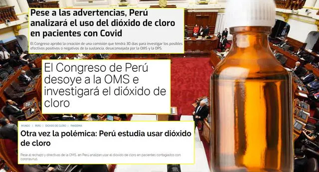 “Ridículo y vergüenza”: prensa mundial a Congreso de Perú por investigar dióxido de cloro.