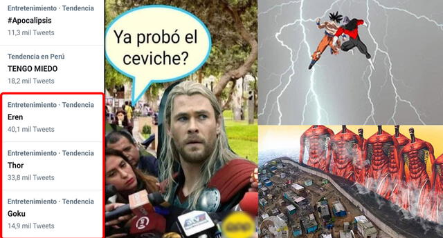 Thor, Goku y Eren se volvieron top trends en Twitter tras relámpagos en Lima.