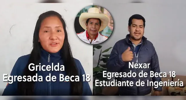 Jóvenes que del programa Beca 18 apoyan a Pedro Castillo de Perú Libre.