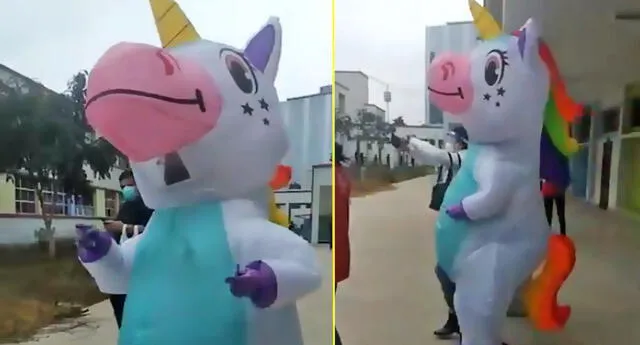 Mujer vota vestida de unicornio y genera risas en las redes sociales.
