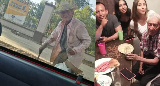 Abuelito que vivía en la calle es salvado y adoptado por familia, su historia se vuelve viral