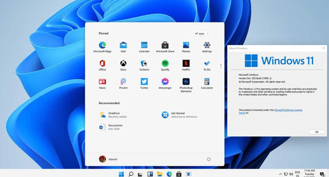 La nueva interfaz de Windows 11 ha sido filtrada días antes de su presentación oficial./Fuente: Microsoft.