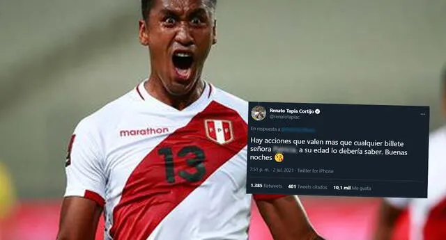 Renato Tapia gana elogios por responder a usuaria que lo insultó en Twitter