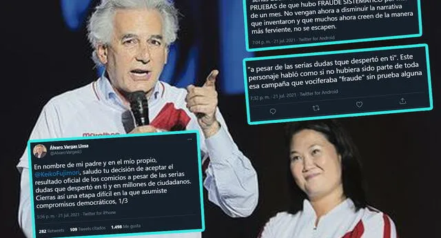 Usuarios critican a Álvaro Vargas Llosa por mensaje a Keiko Fujimori :