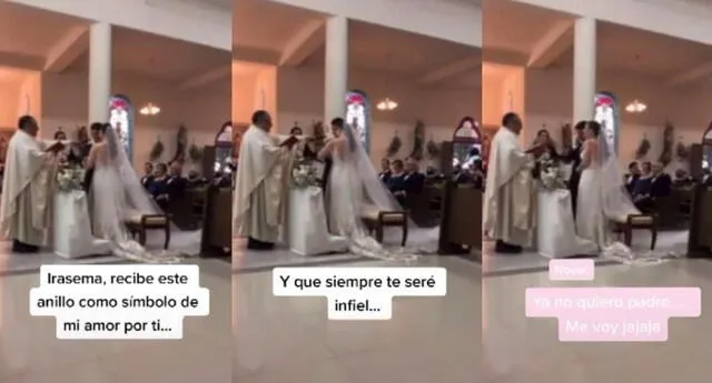 Novio se equivoca en plena ceremonia matrimonial. (Foto: TikTok)