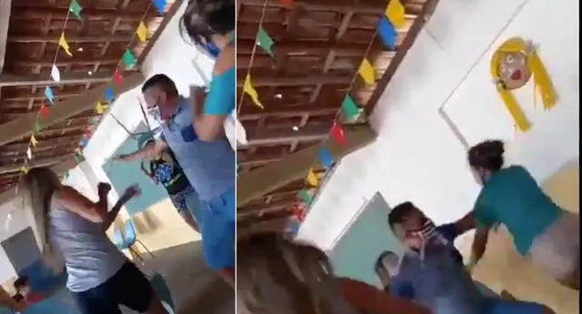 Hombre acompañó a su amante a vacunarse, pero su esposa los descubre y vídeo se viraliza