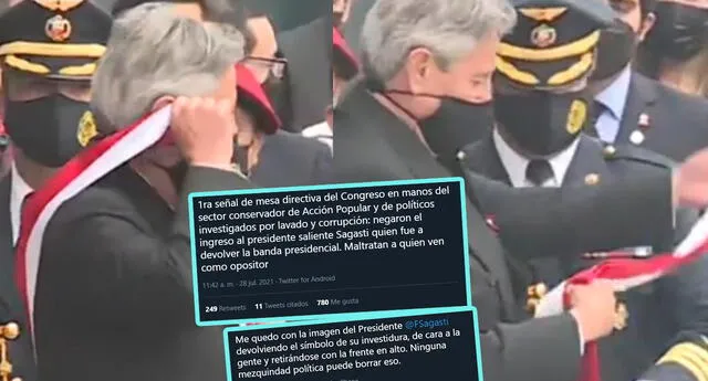 Usuarios critican al Congreso por no dejar que Francisco Sagasti entregue la banda presidencial