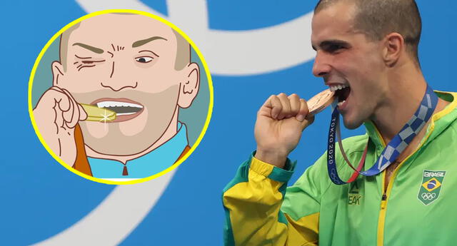 Nadador olímpico recrea el icónico meme del hombre celebrando una medalla | Foto: PA