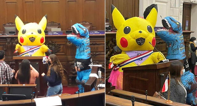 La congresista volvió a disfrazarse de Pikachu en plena Convención Constitucional (Foto: Twitter)