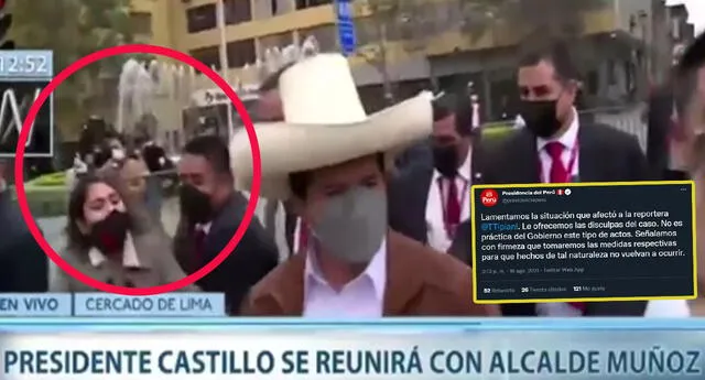 Presidencia del Perú responde ante maltrato a periodista por parte de agentes de seguridad | Foto: Captura de Canal N