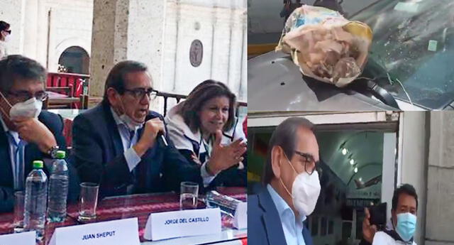 Lourdes Flores, Juan Sheput y Jorge del Castillo sufren accidentada visita en Arequipa | Foto: La República /Captura de Mega TV
