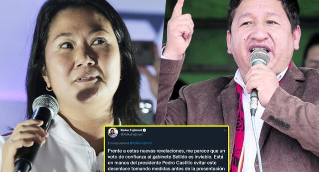 Keiko Fujimori se pronuncia en Twitter: un voto de confianza al gabinete Bellido es inviable | Foto: La República /Difusión