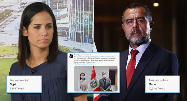 La reunión entre Sigrid Bazán y el ministro de Trabajo se vuelve viral en redes (Foto: Verónica Calderón/PCM)