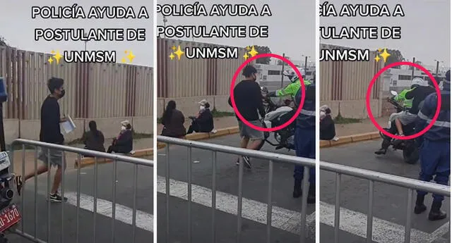 Policía ayuda a estudiante que llegó tarde al examen de San Marcos y se vuelve héroe en TikTok | Foto: Captura de TIkTok