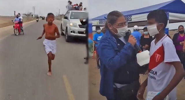 Jefferson Medina Pizarro corrió descalzo y ganó carrera en Tumbes (Foto: Twitter)