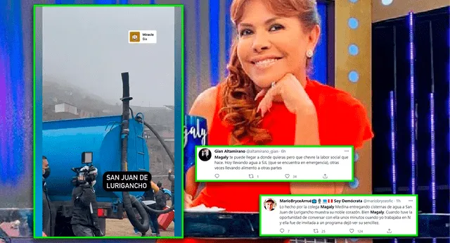 Usuarios reconocen a Magaly Medina por llevar 10 cisternas de agua a afectados en SJL | Foto: Instagram