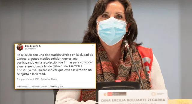 Dina Boluarte desmiente su participación en la recolección de firmas para convocar a un referéndum | Foto: MIDIS