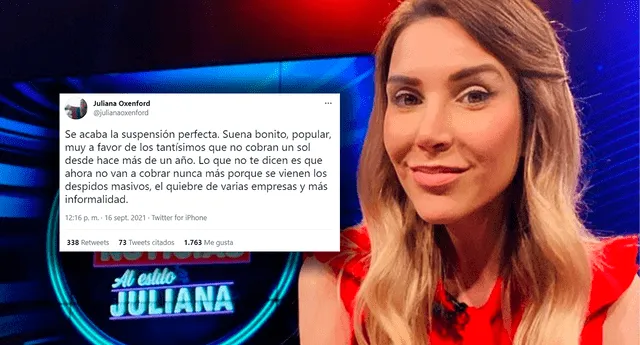 “Se vienen los despidos masivos”: Juliana Oxenford sobre el fin de la suspensión perfecta de labores | Foto: composición / Instagram / Twitter