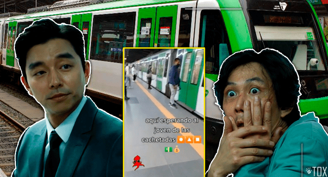 Buscan en el Metro de Lima al señor de las cachetadas del “Juego del calamar” y video se hace viral | Foto: composición / Difusión / TikTok