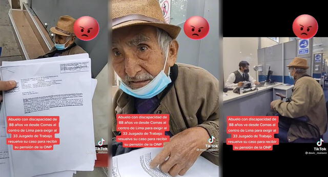 Abuelito exige que le entreguen su pensión de la ONP (Foto: TikTok)