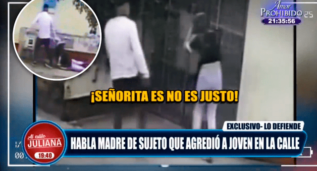 “¡No es justo!”: madre de sujeto que agredió a joven en la calle lo defiende | Foto: captura ATV