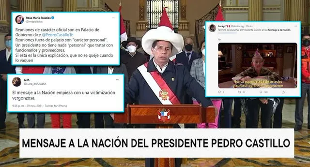 Usuarios reaccionan ante mensaje a la Nación de Pedro Castillo (Foto: composición Aweita/TV Perú)