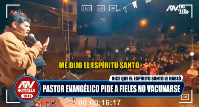 Carabayllo: pastor evangélico pide a fieles no vacunarse contra la COVID-19 | Foto: captura ATV