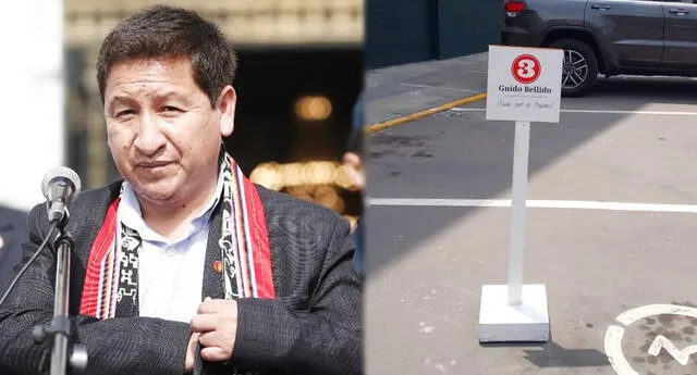 Bellido coloca letrero con su nombre en estacionamiento del Congreso (Foto: GLR/Glademir Amaya)