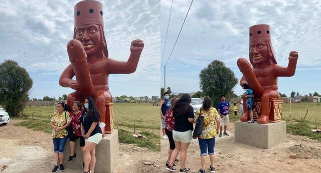 Viral: turistas convierten a huaco erótico gigante de Moche en atractivo turístico