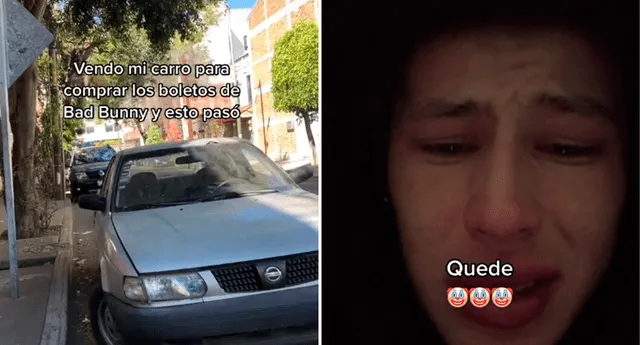 Joven vendió su auto para ir al concierto de Bad Bunny, pero no pudo comprar entradas | Foto: captura TikTok