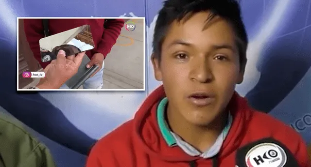 Joven que fue estafado con un pedazo recibió ayuda y ahora ya tiene nuevo celular para sus estudios | Foto: captura HCO Tv Huamachuco