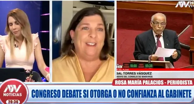 Rosa María Palacios se pronuncia sobre el pedido de voto de confianza (Foto: captura de ATV)