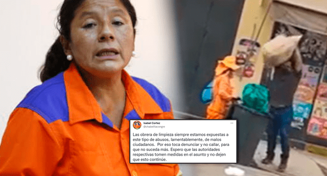 Isabel Cortez pide actuar a las autoridades tras conocerse agresión a trabajadora de limpieza | Foto: composición Aweita