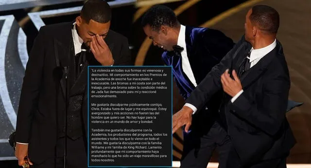 Oscar 2022: El actor Will Smith se disculpa oficialmente con Chris Rock / Composición LR - Foto: Instagram & vía Twitter
