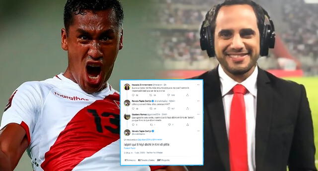 Renato Tapia le pidió al comentarista deportivo más 'optimismo' para la bicolor.